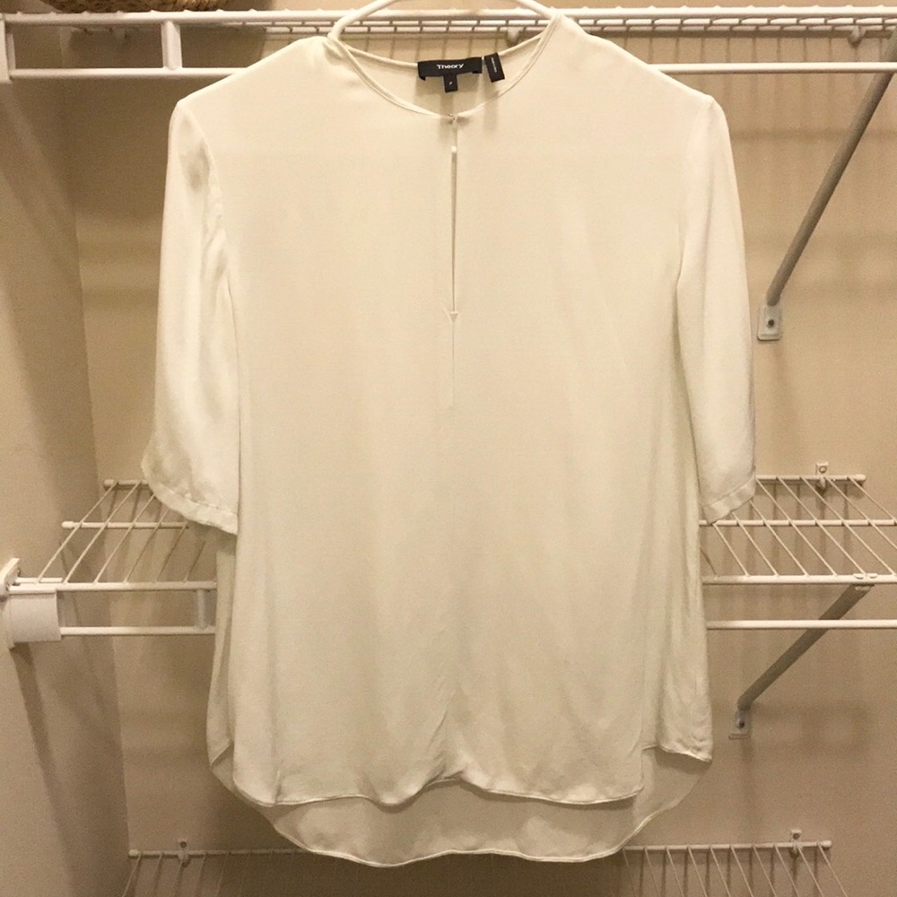 Theory Silk Keyhole Blouse